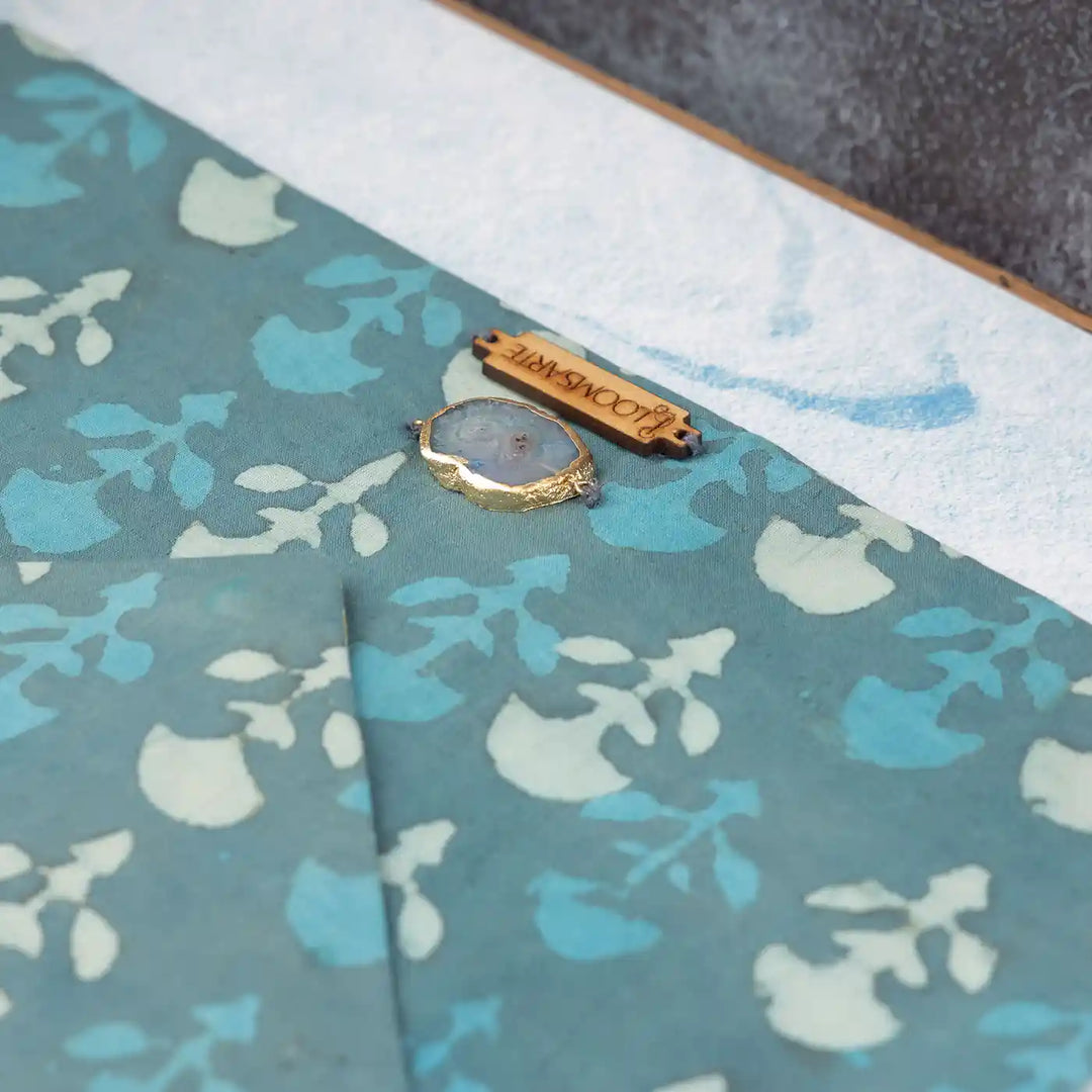 Green Lagoon Cotton Ecofriendly iPad Envelope Sleeve With Agate | 12 x 9 inch