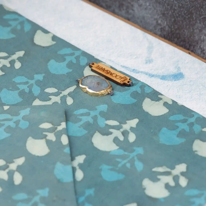 Green Lagoon Cotton Ecofriendly iPad Envelope Sleeve With Agate | 12 x 9 inch