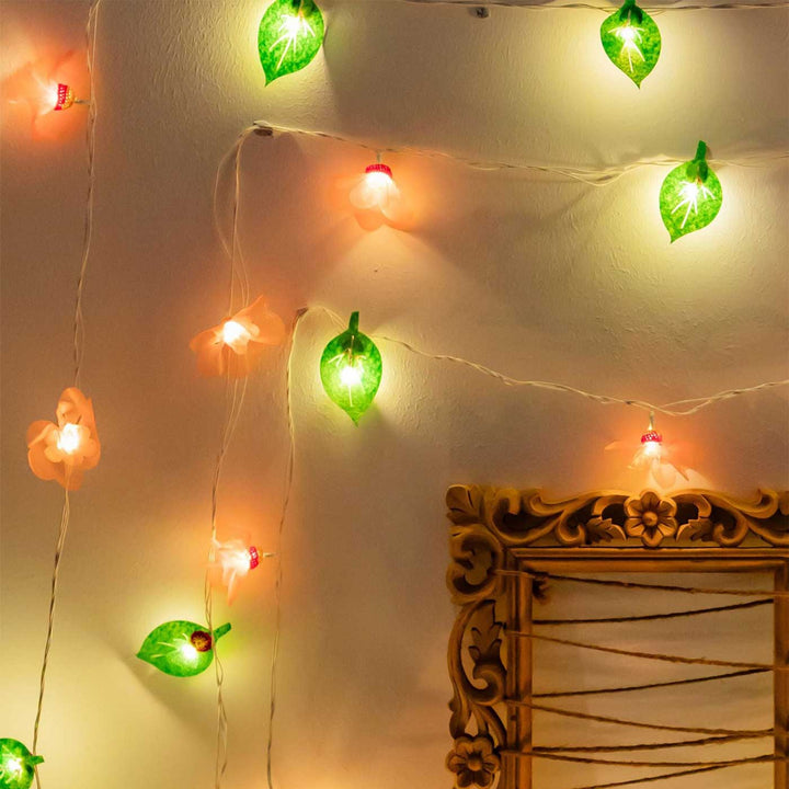 Handmade Crochet Radiant Red Floral Design Felt Fairy Light