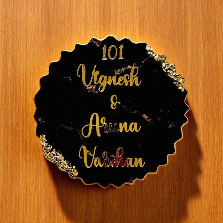 Personalized Round Black Resin Name Plate
