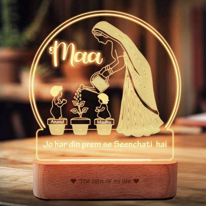 Personalized Mom The One Who Makes Life Bloom Theme Acrylic Lamp For Mothers