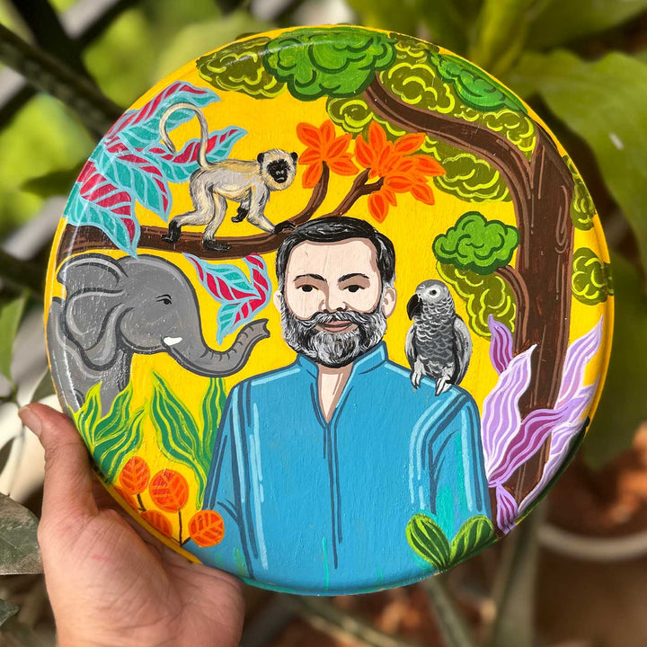 10 Inch | Photo Personalized Hand Painted Pop Art Illustrated Caricature Wall Plate With Stand