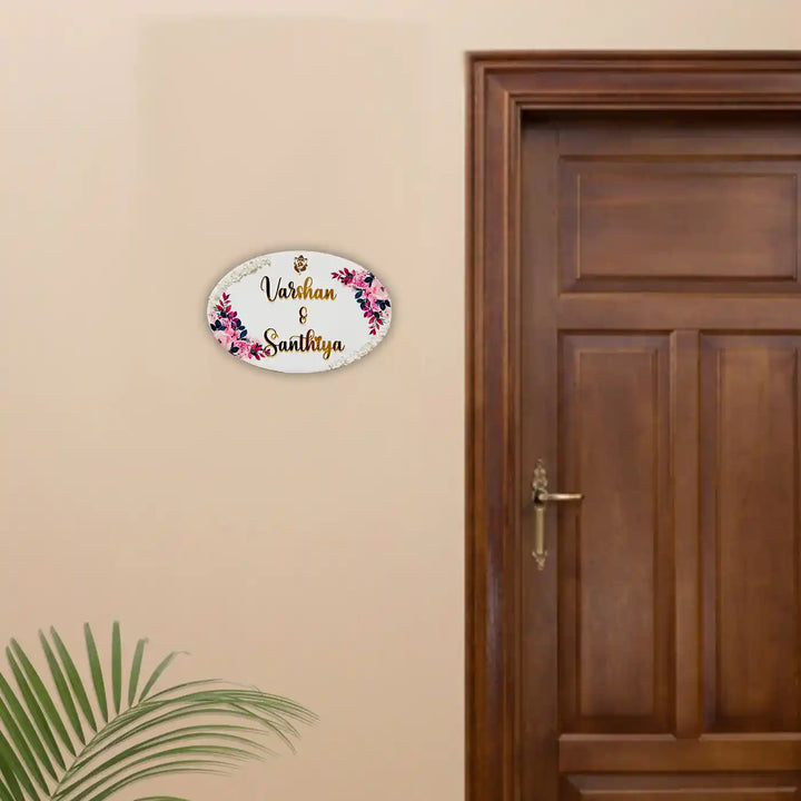 Personalized White Floral Resin Name Plate