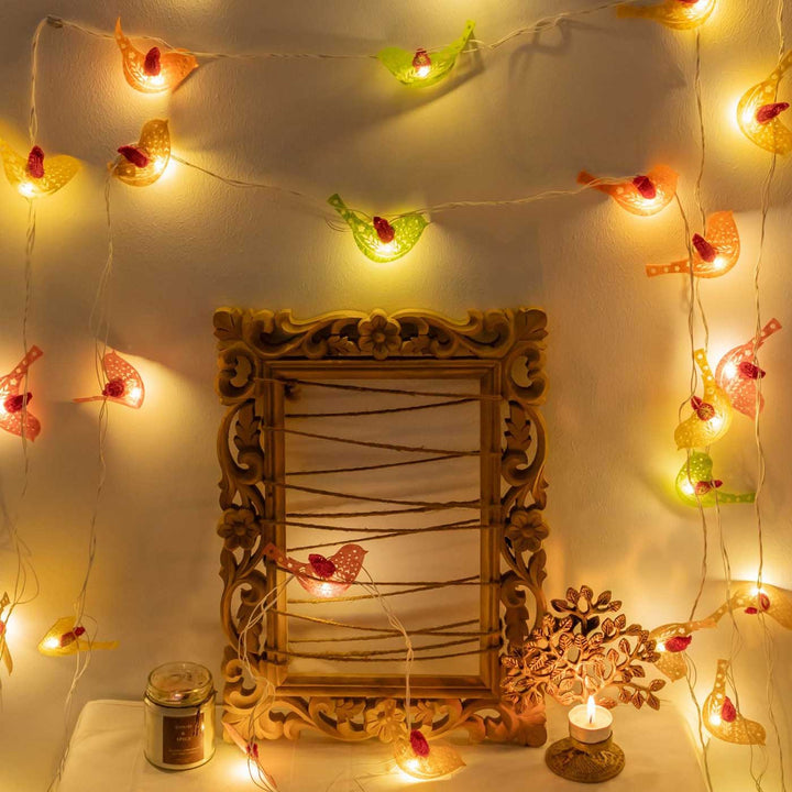 Handmade Crochet Vivid Birds Design Felt Fairy Light