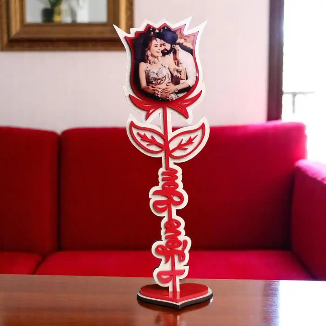 Photo Personalized Printed Rose Theme Wooden Decorative Plaque