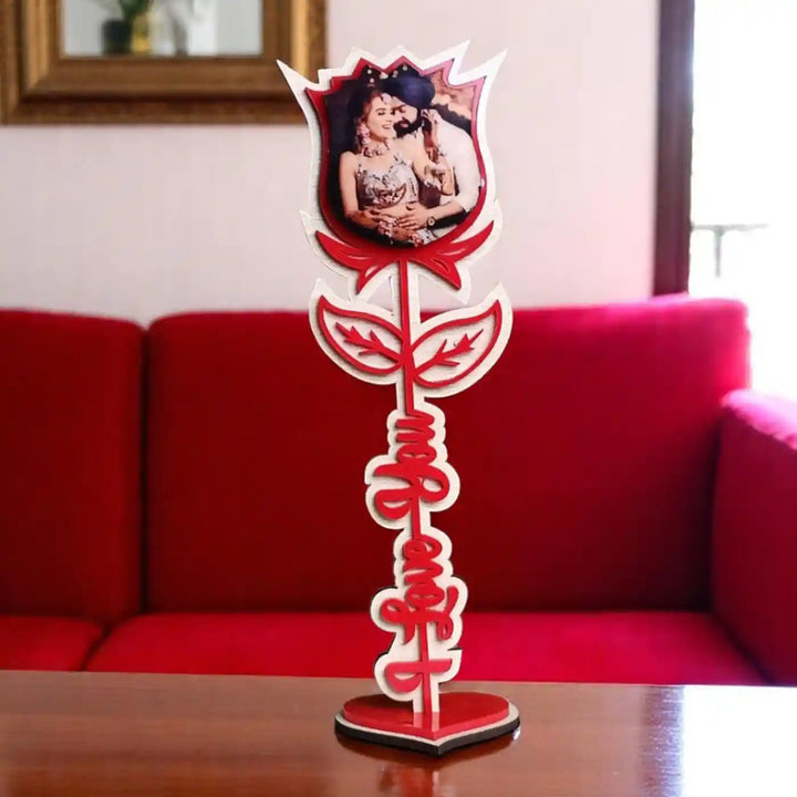 Photo Personalized Printed Rose Theme Wooden Decorative Plaque