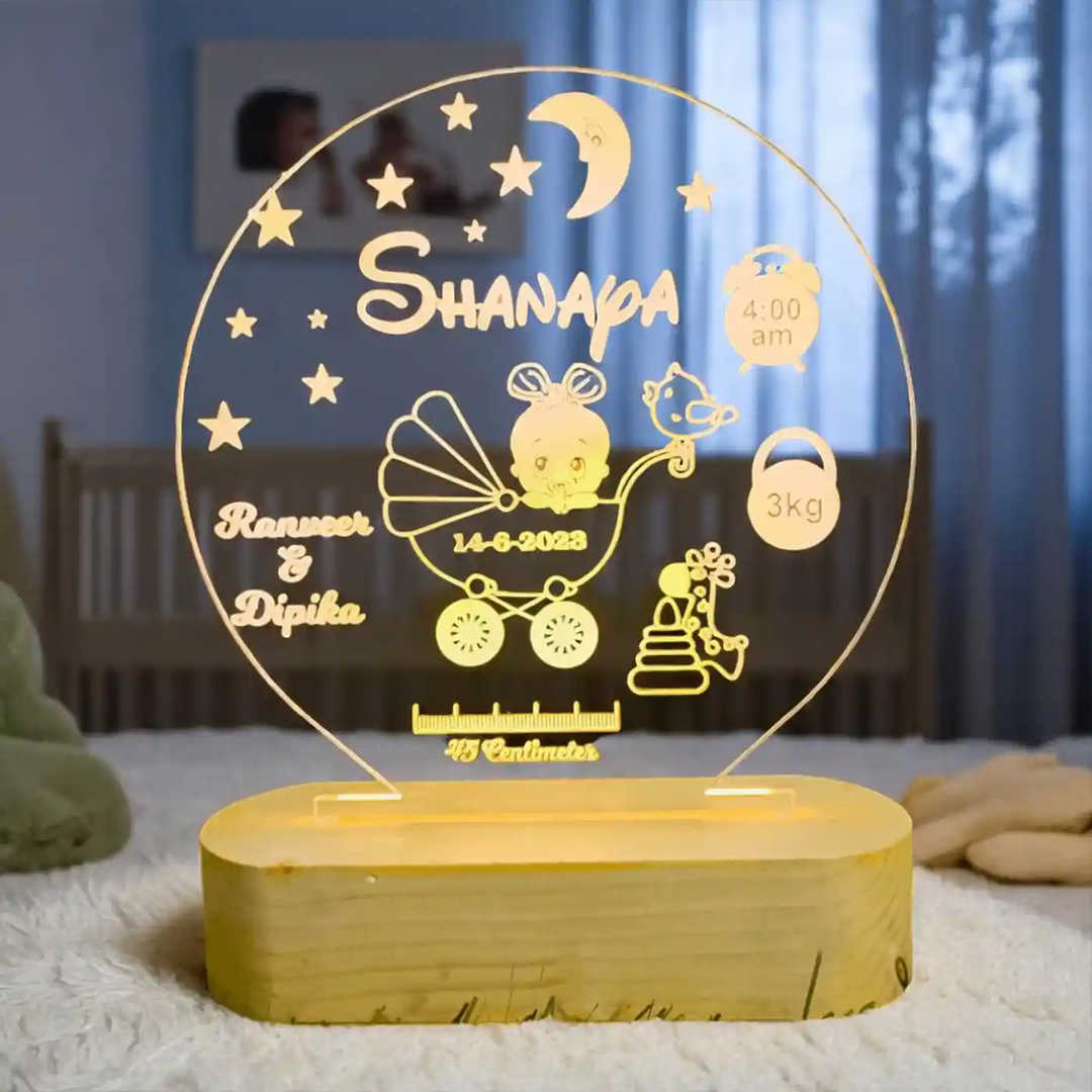 Personalized Engraved Baby Theme Acrylic Table Lamp