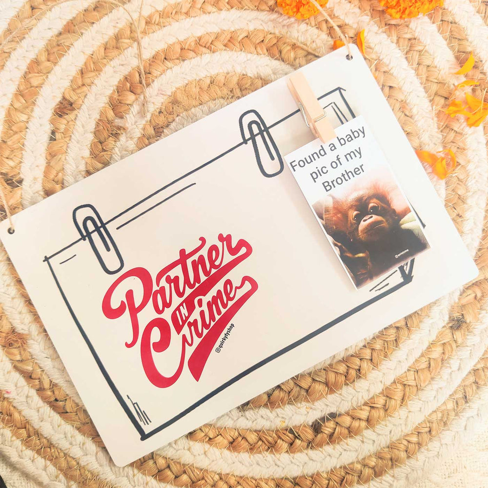 Photo Personalized Bhayankar Aalsi Rakhi Hamper For Brother Includes 1 Plaque 1 Chocolate 1 Keychain 1 Car Hanging 1 Fridge Magnet And 1 Mug - Front View of Sign