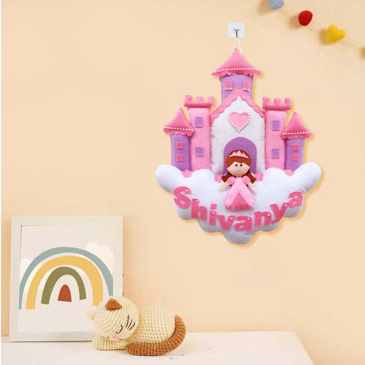 Personalized Handmade Princess & Castle Theme Felt Kids Name Plate