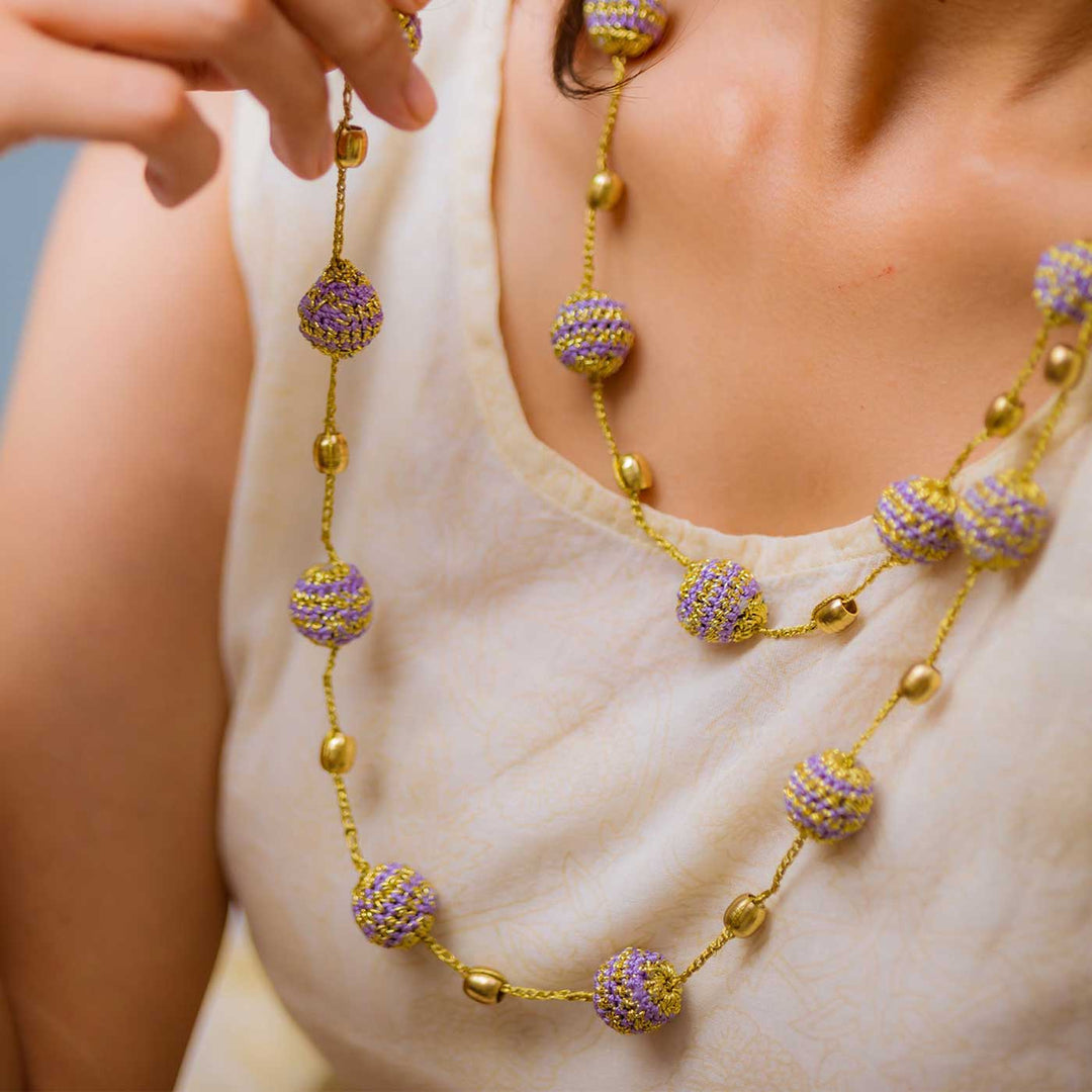 Handmade Crochet Mint Silver Beads Nakshatra Moon Necklace