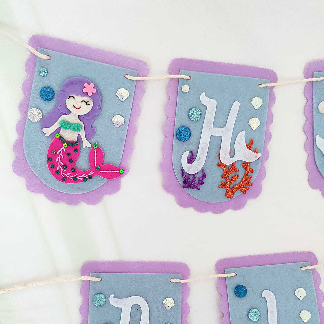Handmade Mermaid Theme Felt Happy Birthday Banner
