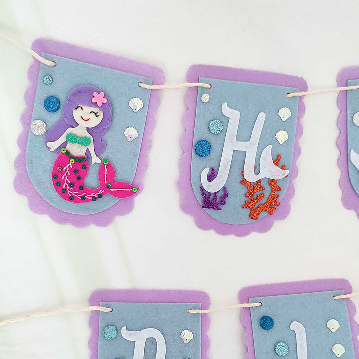 Handmade Mermaid Theme Felt Happy Birthday Banner