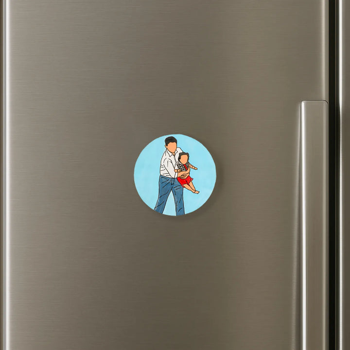 Photo Personalized Hand-Painted Happy Father Theme MDF Wood Fridge Magnet