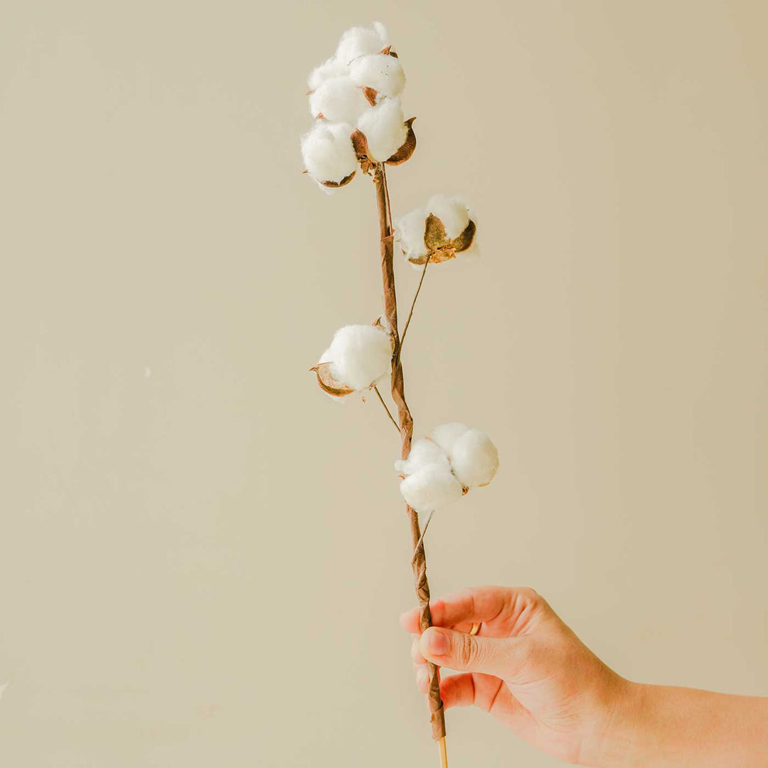 Handmade Emerald Green Glass Vase With Cotton Stem
