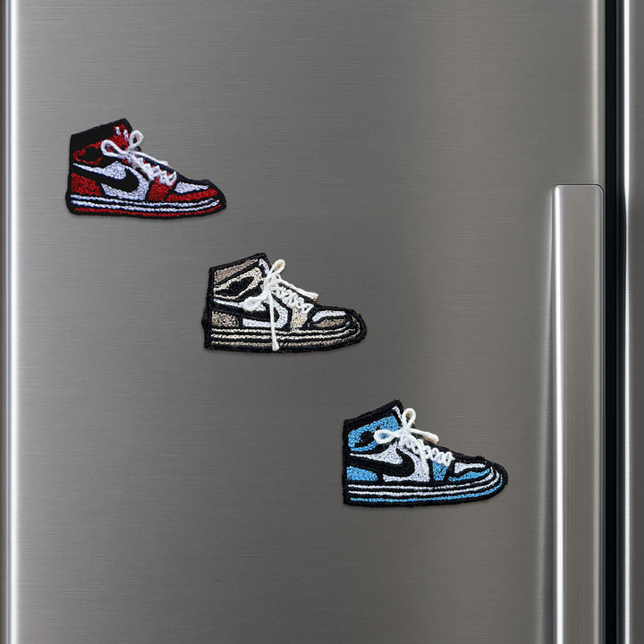 Handmade Reusable Shoe Pom Pom Felt Rakhi For Brother - Magnets Mounted on Refrigerator Door