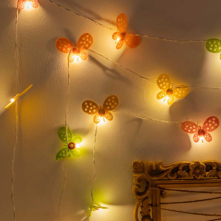 Handmade Crochet Vivid Butterflies Design Felt Fairy Light