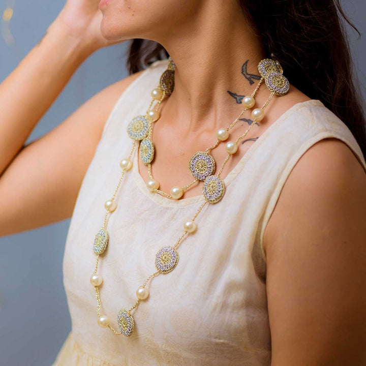 Handmade Crochet Gold Nakshatra Necklace