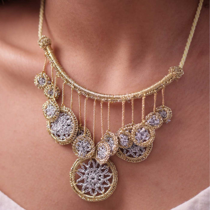 Handmade Crochet Shimmer Araa Necklace