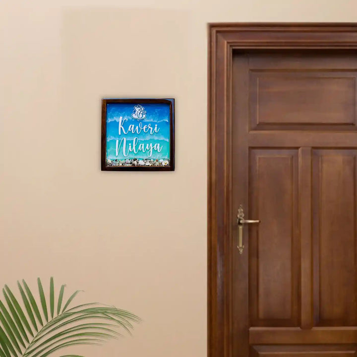 Personalized Ganesha & Beach Theme Resin Name Plate