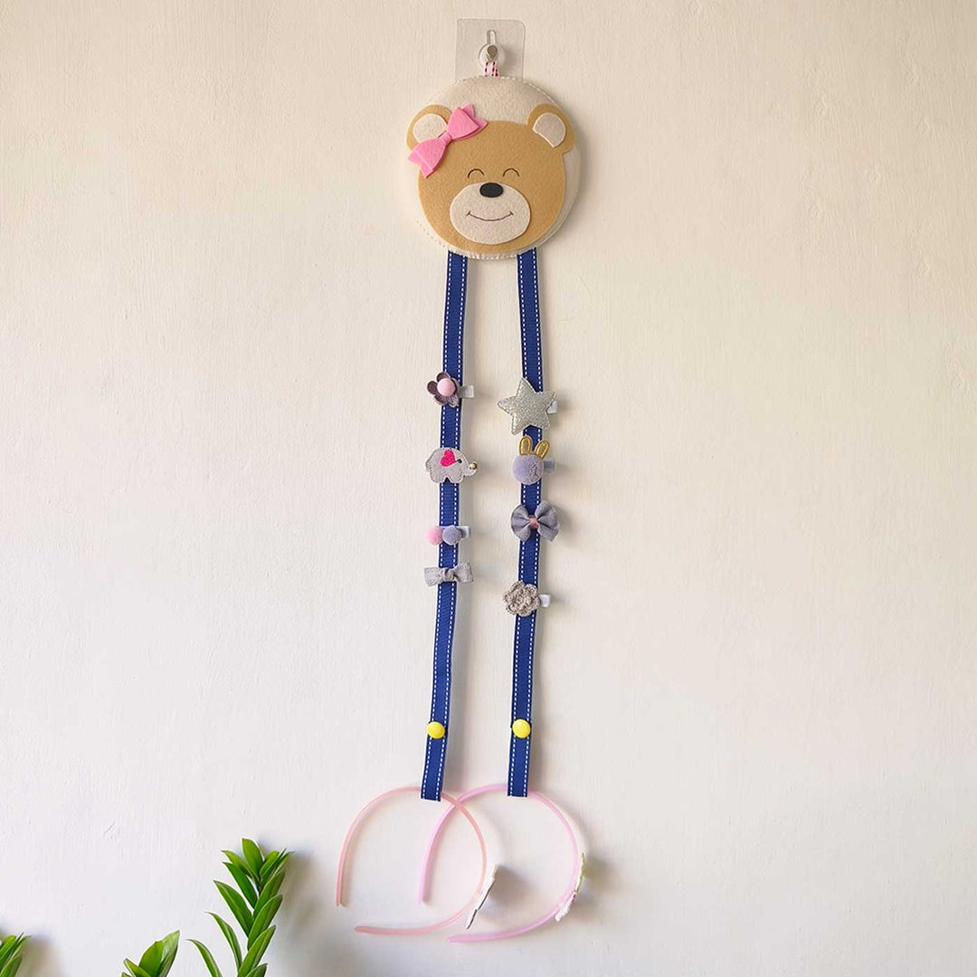 Handmade Teddy Theme Felt Hair Clip Organiser