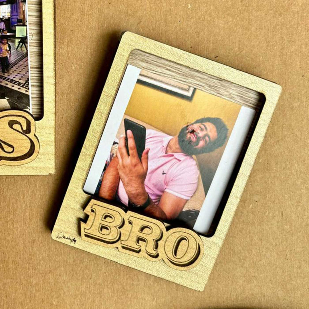 Photo Personalized Sibling Theme Wooden Fridge Magnet | Set of 2