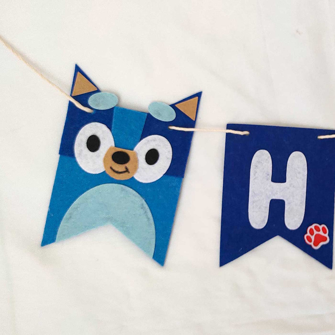 Handmade Bluey Theme Felt Happy Birthday Banner