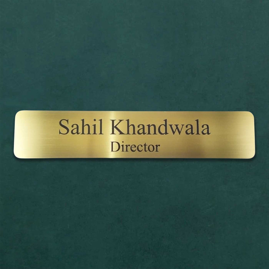 Personalized Weatherproof Sleek Gold Stainless Steel Name Plate - Name Personalization Example