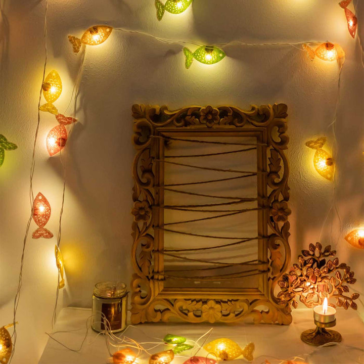 Handmade Crochet Colourful Fishes Design Felt Fairy Light