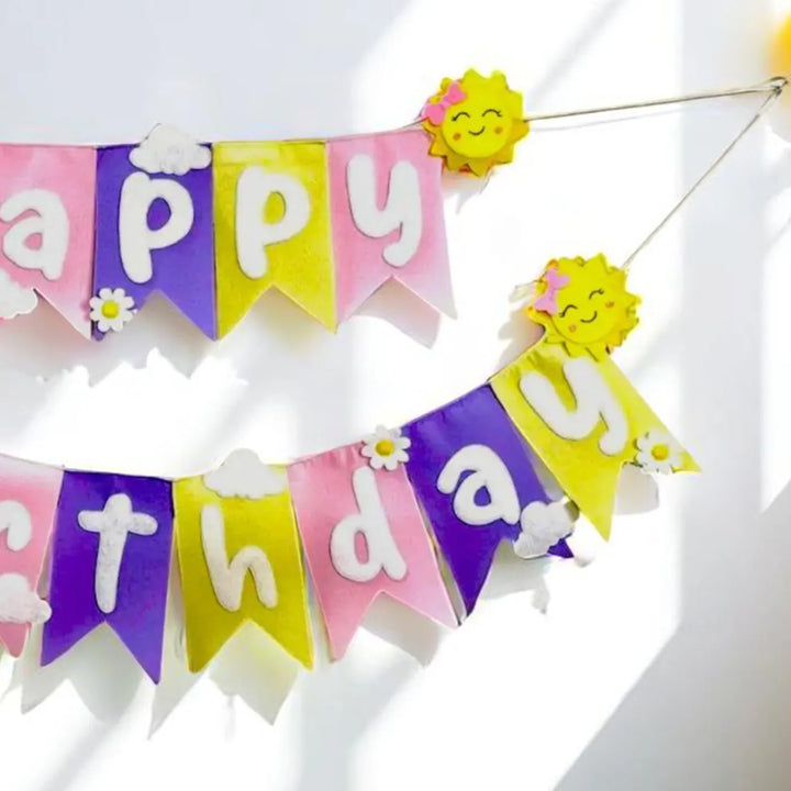 Handmade Sunshine Theme Felt Happy Birthday Bunting