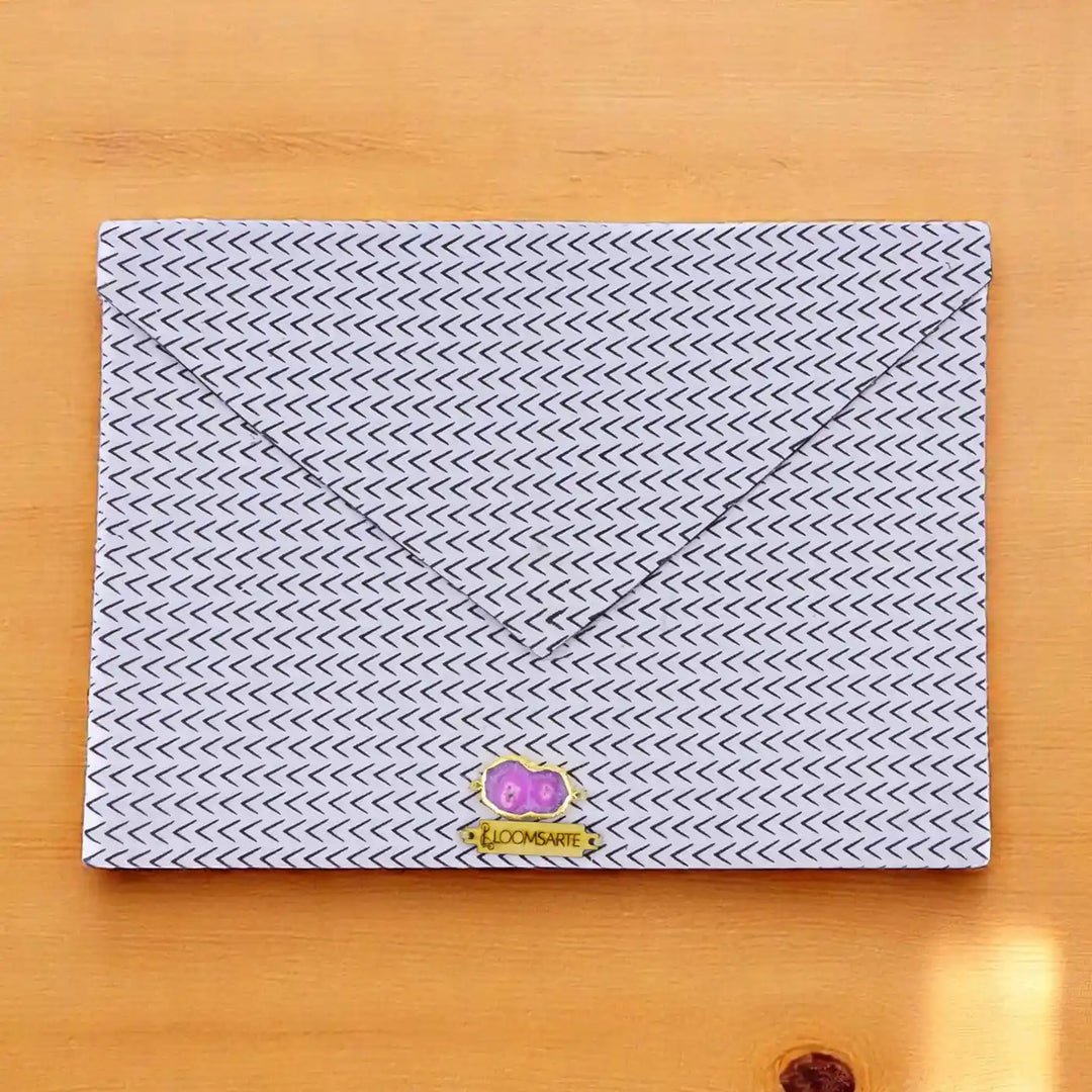 Black And White Cotton Ecofriendly iPad Envelope Sleeve With Agate | 12 x 9 inch