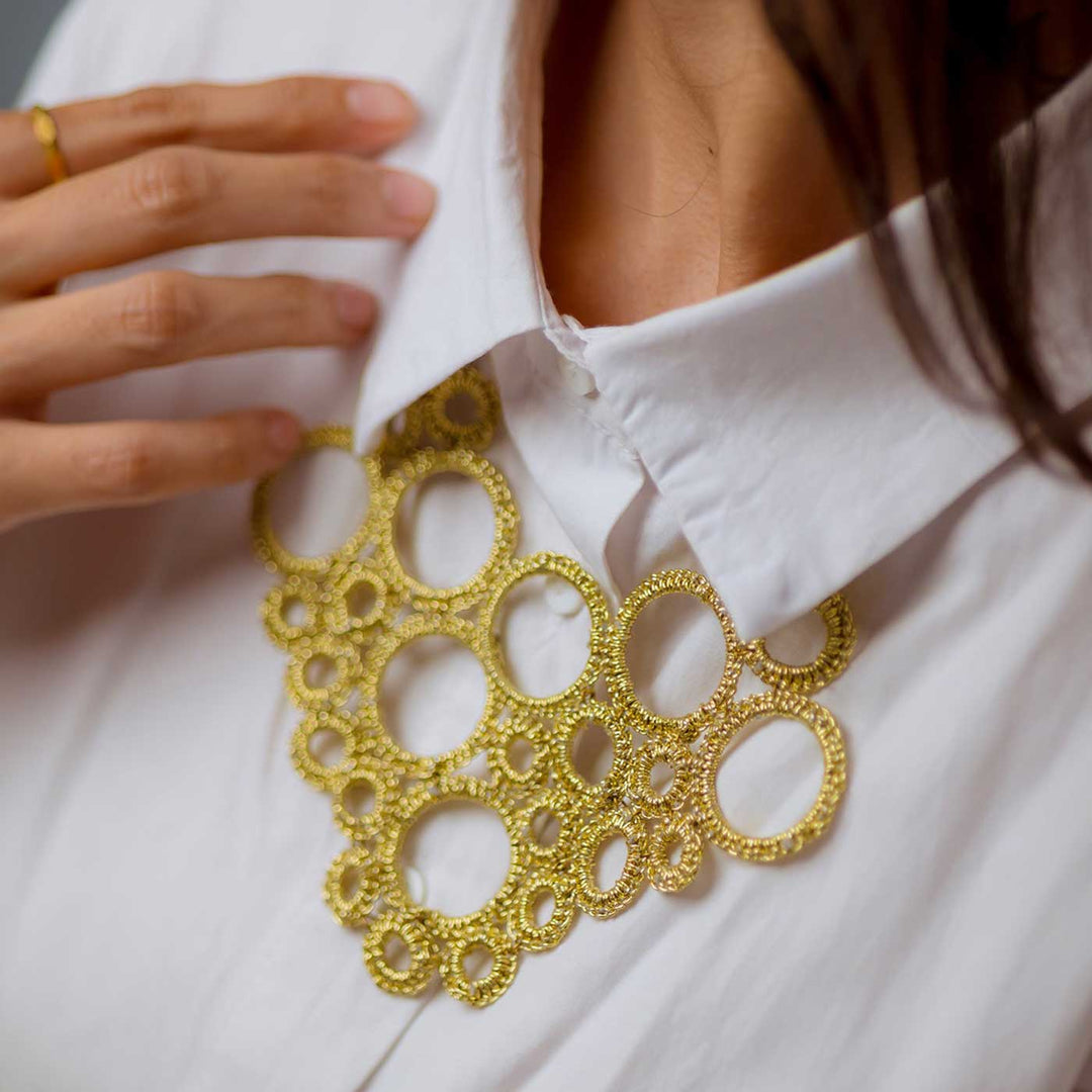 Handmade Crochet Gold Dhara Necklace