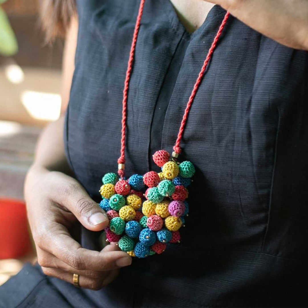 Handmade Crochet Multicolor Guldasta Necklace