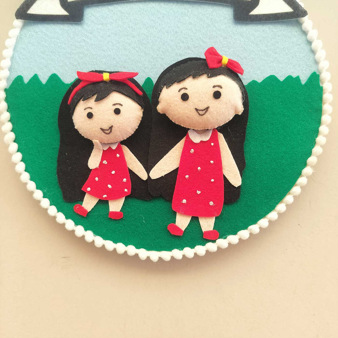 Handmade Love Nok Jhok Theme Felt Decorative Plaque For Sisters