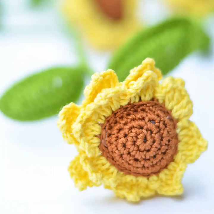 Handmade Crochet Sunflower Cotton Flower Stick | Pack Of 1