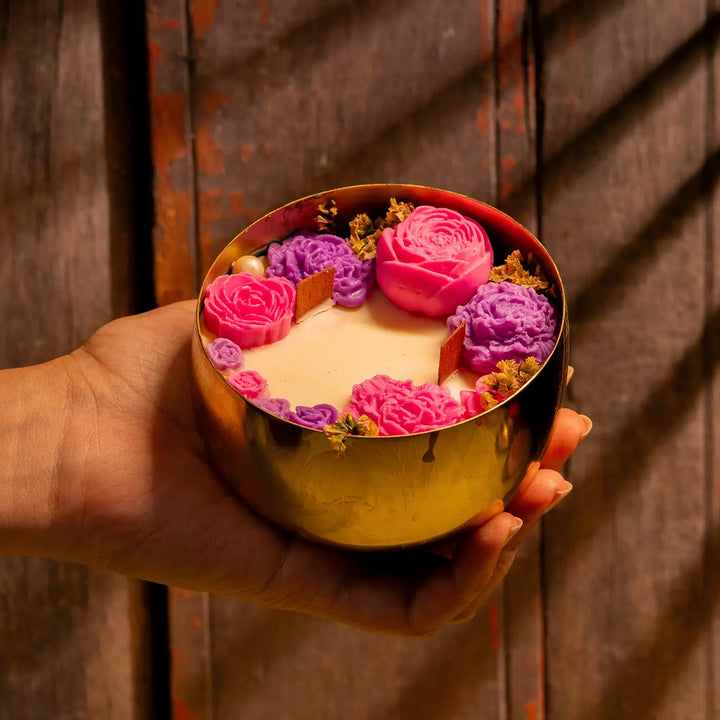 3 Inch | Handmade Floral Soy Wax Scented Urli Diya