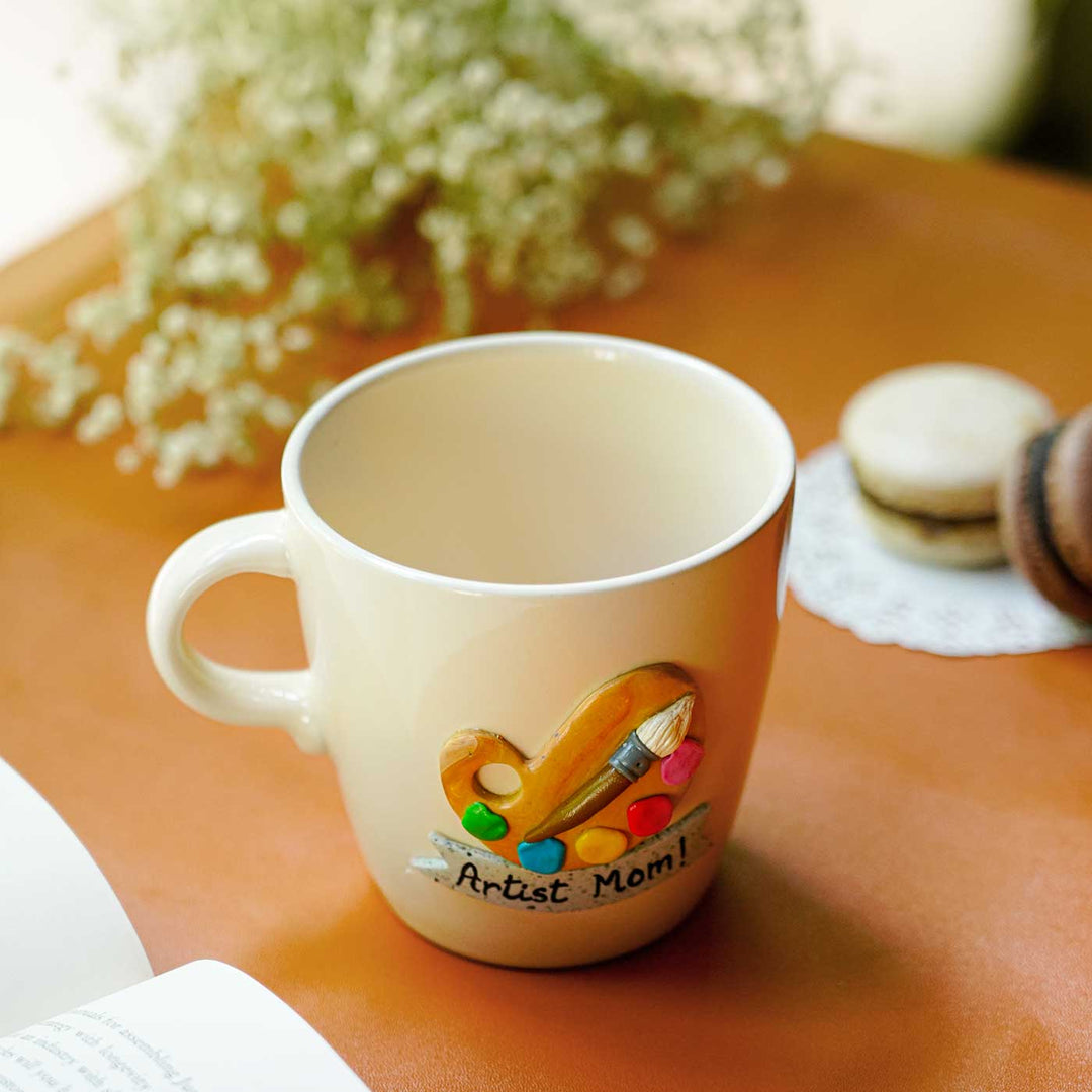 Personalized Hand-Painted Polymer Clay Artist Theme Ceramic Mug