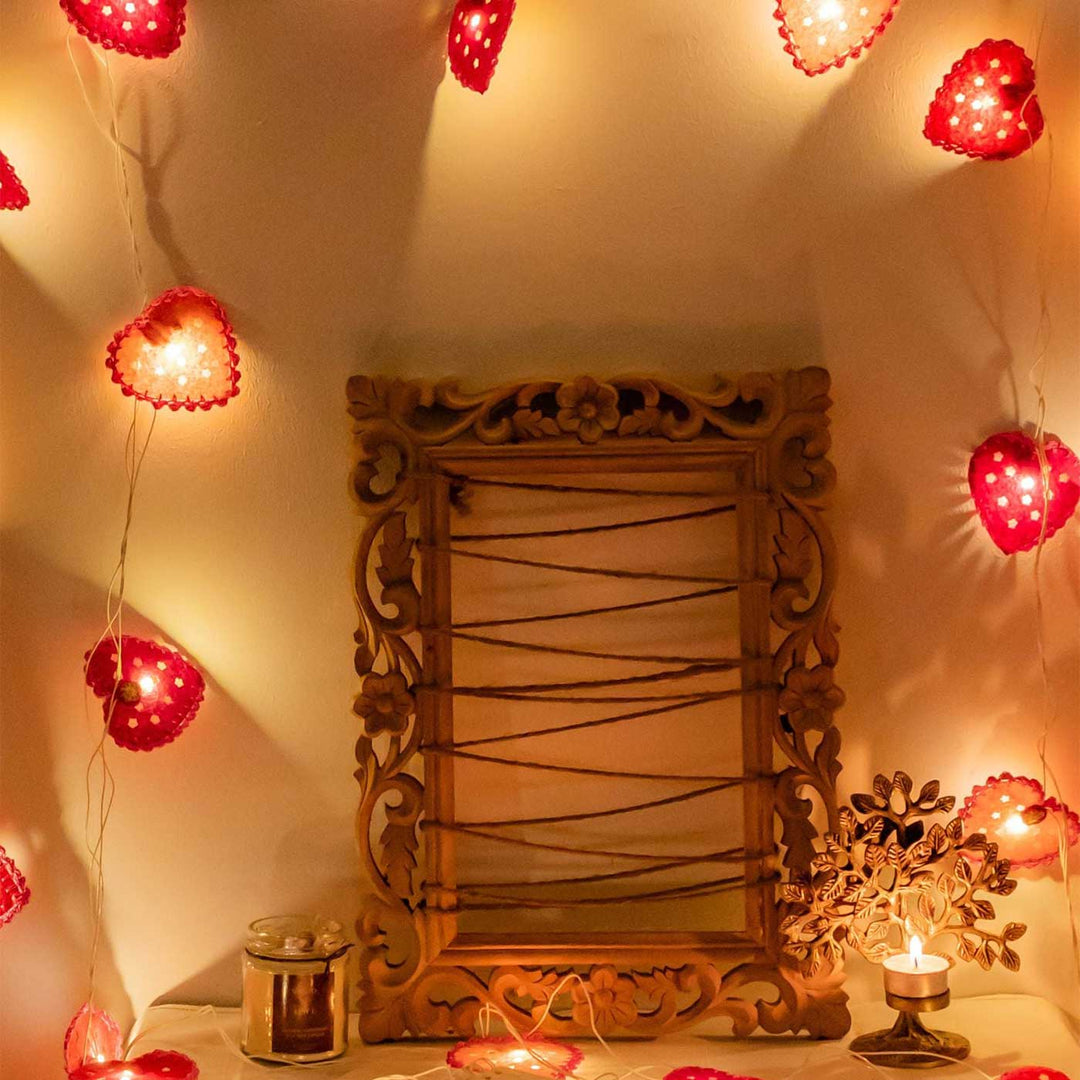 Handmade Crochet Heart Design Felt Fairy Light