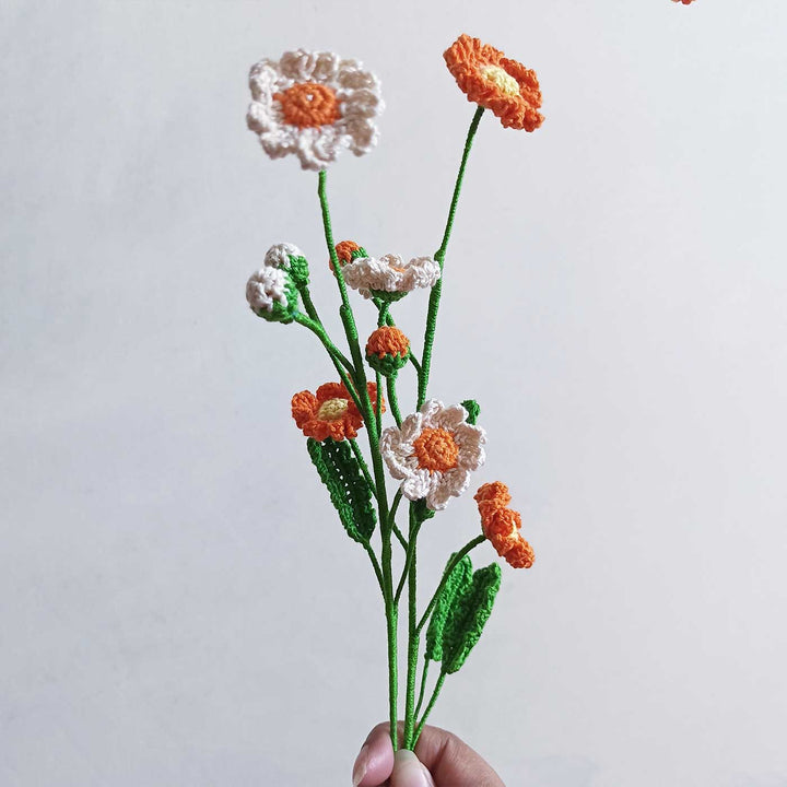 Handmade Crochet Daisies And Sunflowers Cotton Flower Bouquet