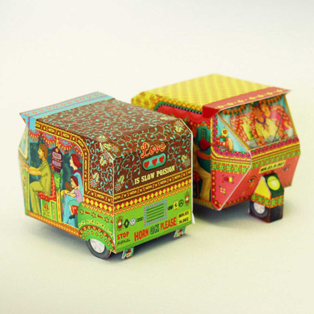 Handmade Printed Bombay Auto Rickshaw Box Paper DIY Kit