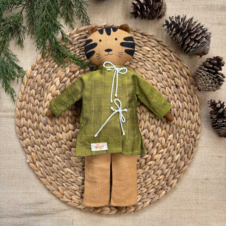 Nilah's (Tiger Friend) Puli In Kurta | Soft Hand-Stitched Sustainable Indian Play Doll