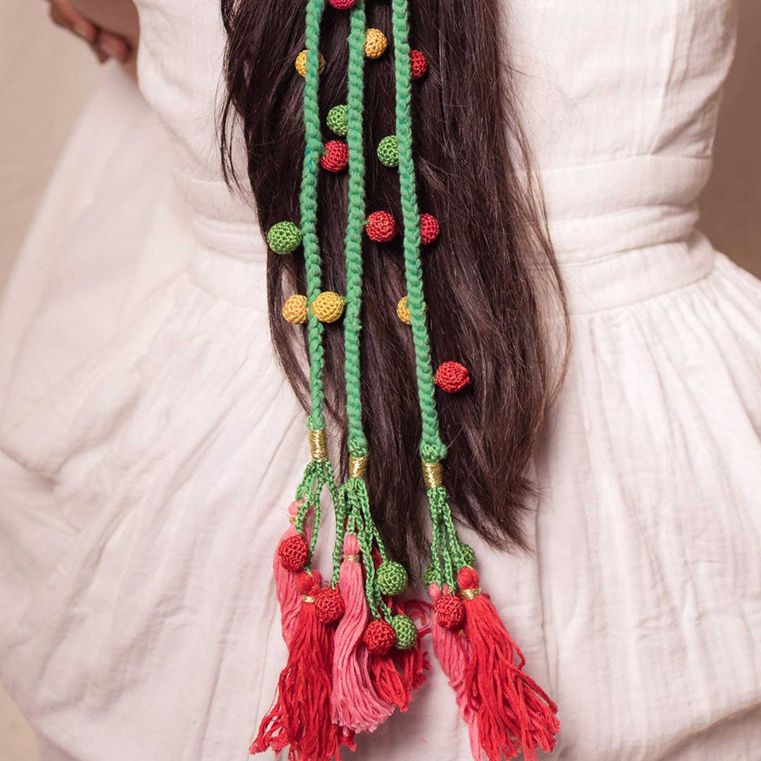 Handmade Crochet Guncha Multicolored Bead Parandi