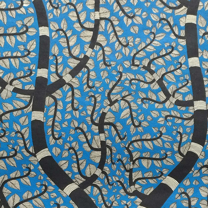 22 x 30 Inch | Blue Dense Leaf Tree | Original Hand Painted Madhubani Painting | Natural Pigments On Paper