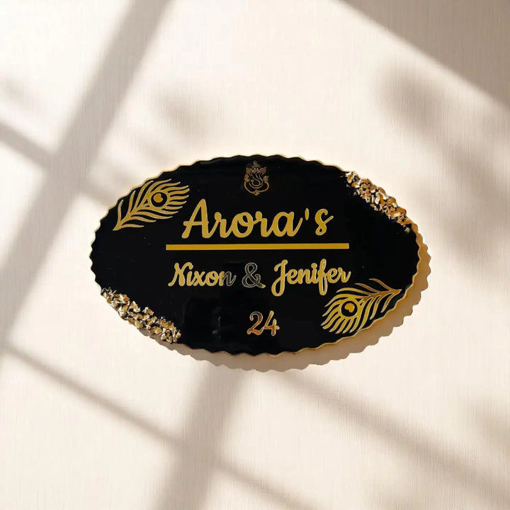Personalized Oval Black Resin Name Plate