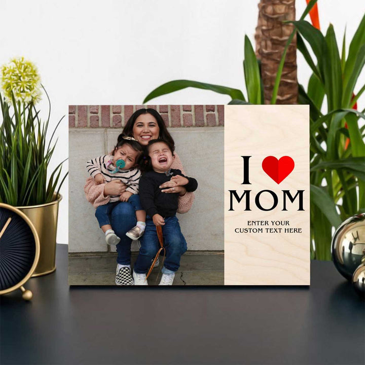 Photo Personalized I Love Mom Theme Wooden Photo Frame