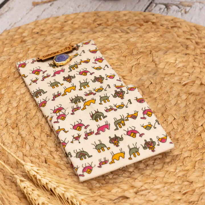 Zoo Print Multipurpose Cotton Ecofriendly Pen Holder With Agate Accent | 8 x 3.5 inch