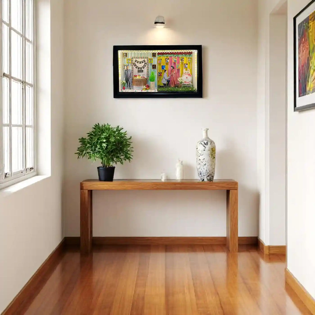 Photo Personalized Handmade Two Partition Design Birthday MDF Wood Decorative Plaque With Lights