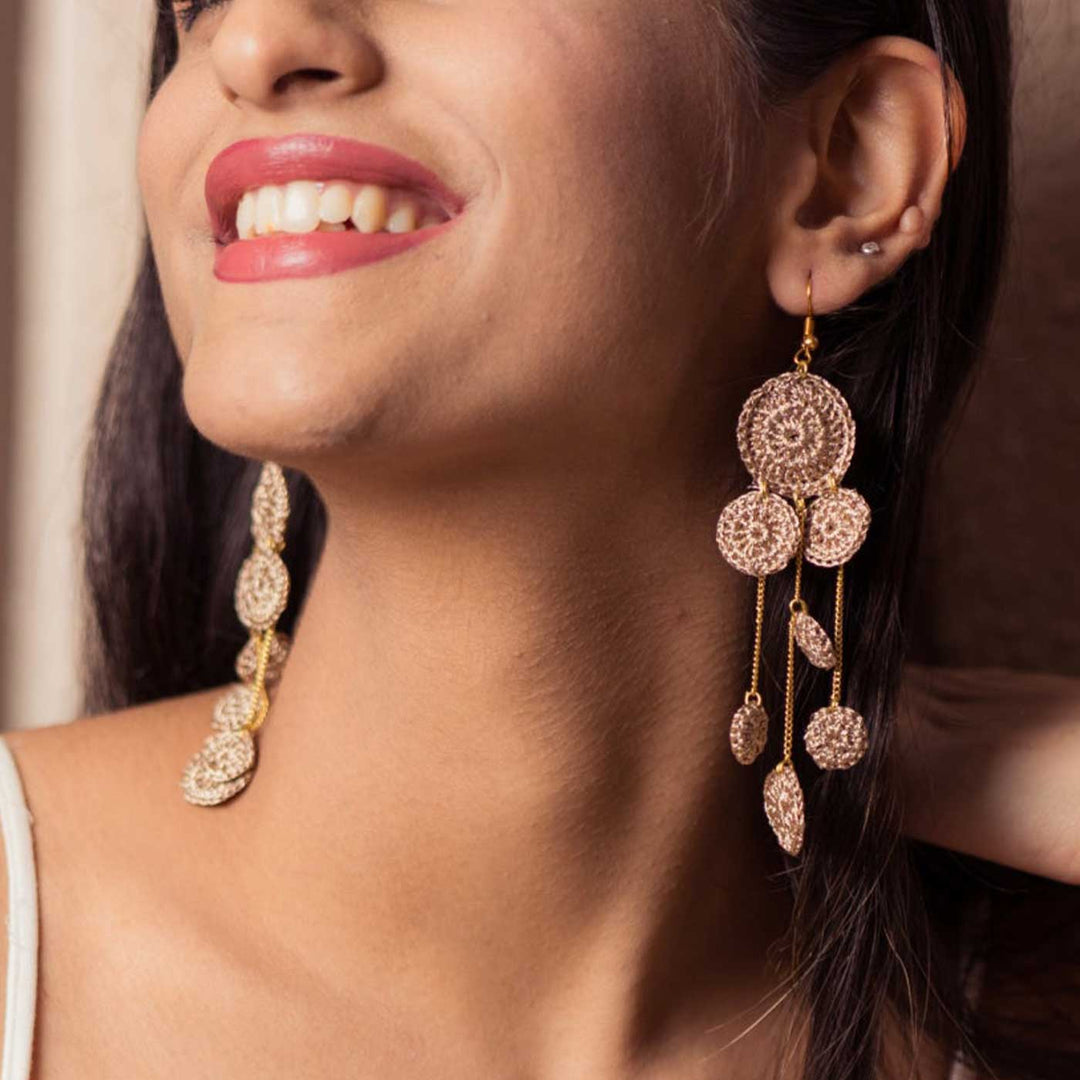 Handmade Crochet Shimmer Drop Earrings