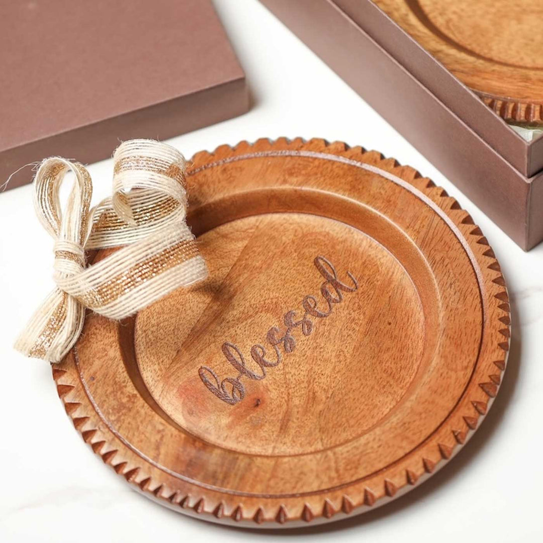 Handmade Heartfelt Trio Wooden Platter | Set Of 3