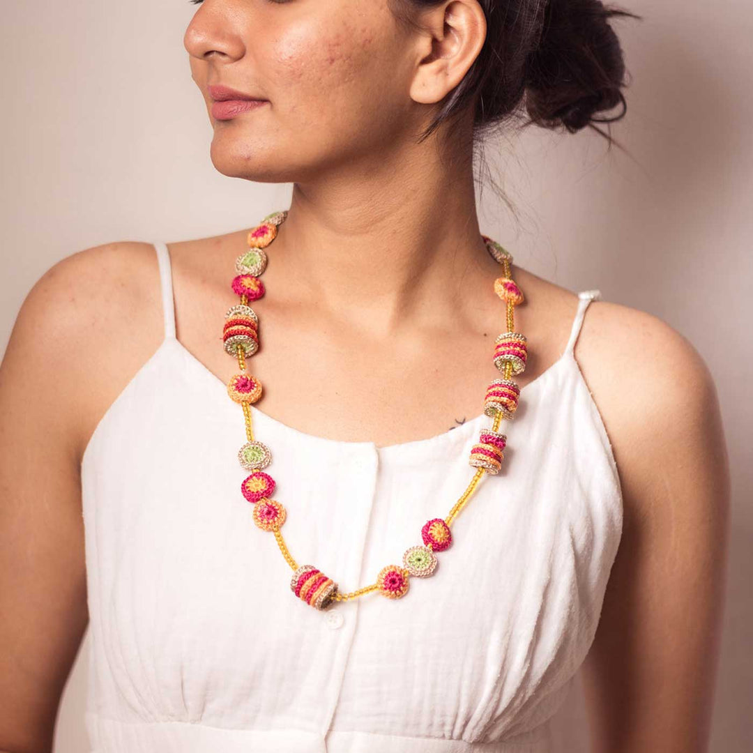 Handmade Crochet Gulnaar Jhilmil Tikkis Necklace