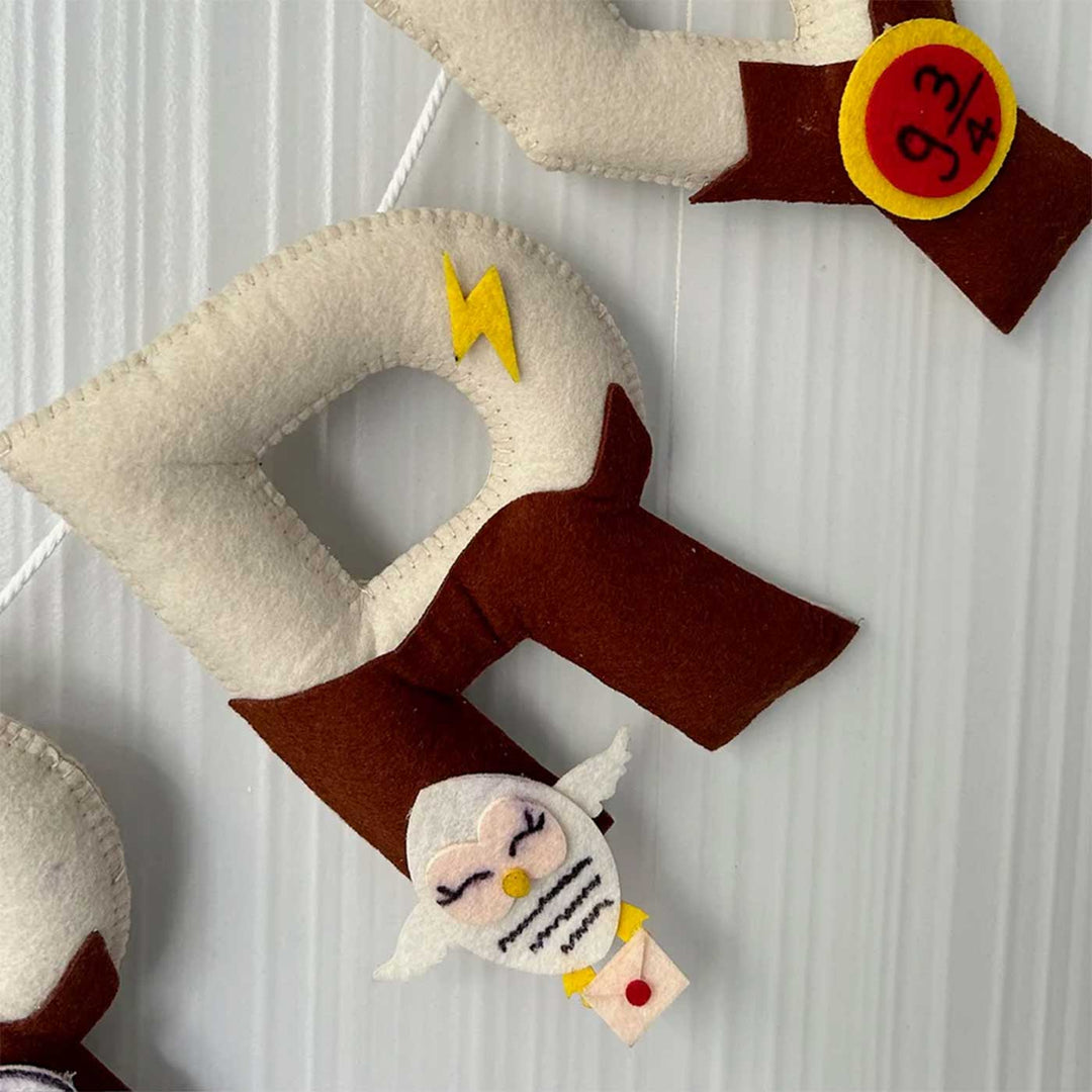 Personalized Hogwarts Hues Bunting Garland Felt Bunting Garland For Kids - Hanging Wall Decoration Close-up